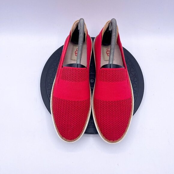 Ugg Sammy Chevron Shoes Women's 8.5 Red Slip On Sneaker Perforated Knit - Picture 9 of 10